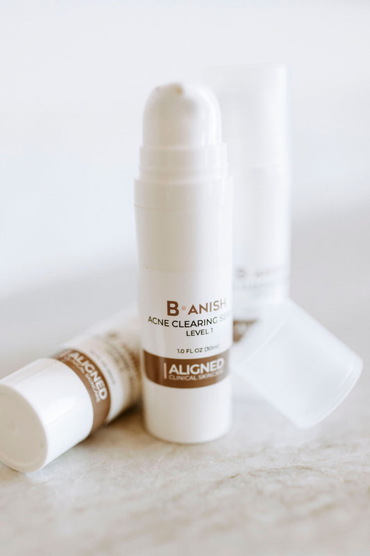 Banish Acne Clearing Level 1 in white pump bottle